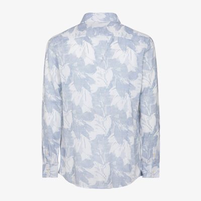 Camicia in lino stampato collo francese