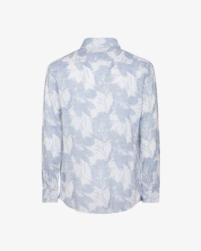 Camicia in lino stampato collo francese
