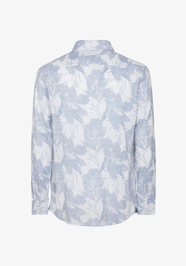 Camicia in lino stampato collo francese