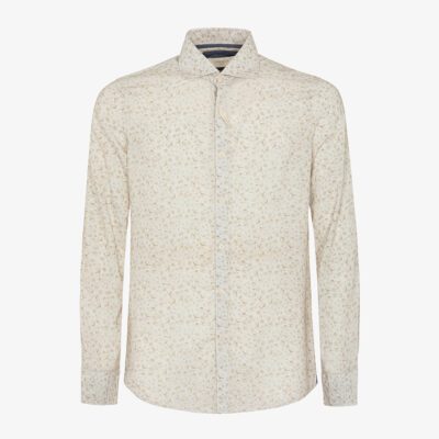 Camicia in lino stampato collo francese
