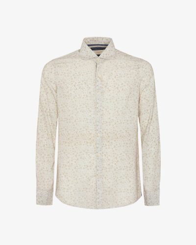 Camicia in lino stampato collo francese