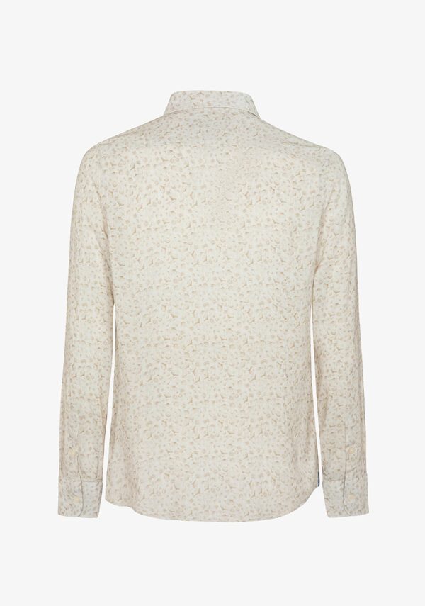 Camicia in lino stampato collo francese
