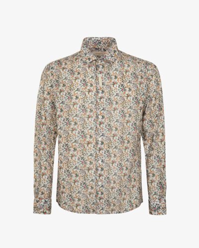 Camicia in mussola stampata collo francese