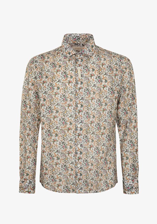 Camicia in mussola stampata collo francese