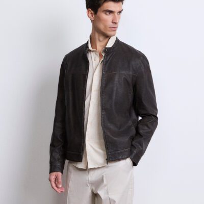 Giubbotto biker effetto vintage