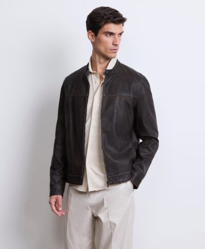 Giubbotto biker effetto vintage