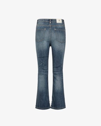 Jeans flare cropped con pietre