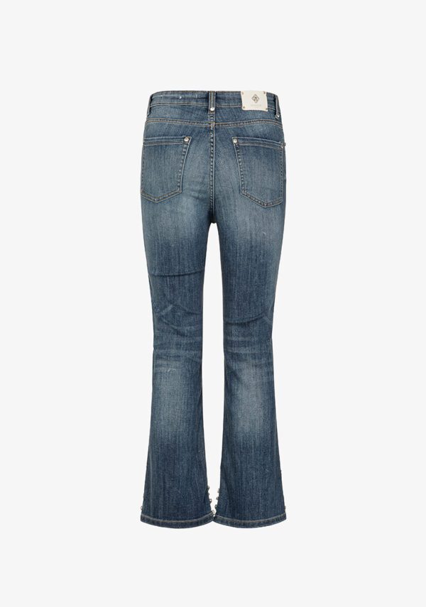 Jeans flare cropped con pietre