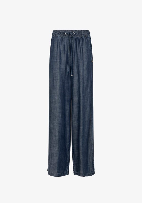 Pantapalazzo effetto denim con coulisse