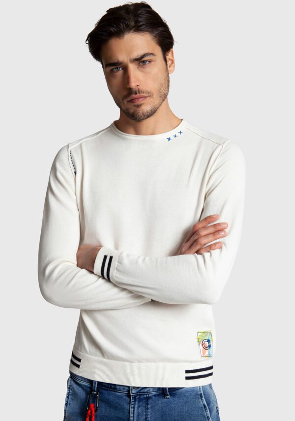 GIROCOLLO COTONE MANICA LUNGA CON PATCH