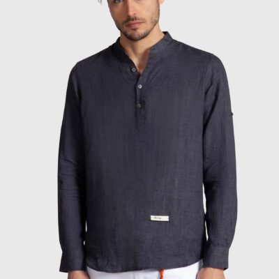 Camicia coreana lino delave