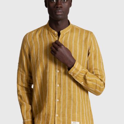 Camicia coreana lino rigata