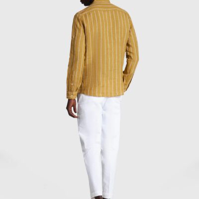 Camicia coreana lino rigata
