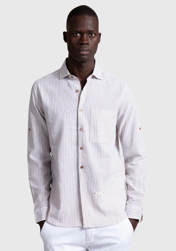 CAMICIA COLLO FRANCESE LINO RIGHE