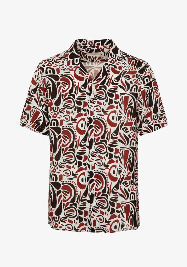 Camicia in lino stampato collo riviera
