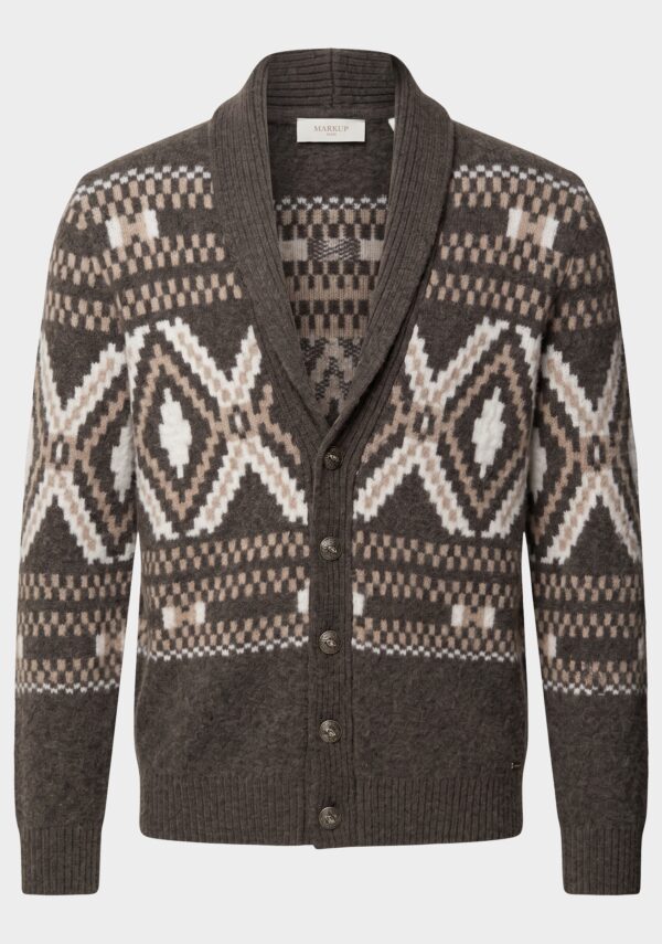 Cardigan Mouliné Jacquard Etnico