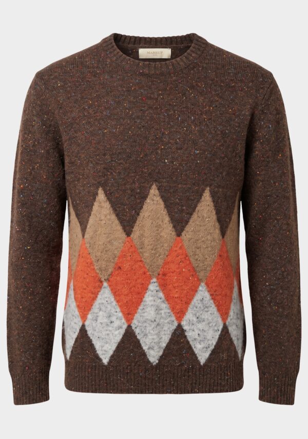 Maglione Bottonato Intarsio Rombi