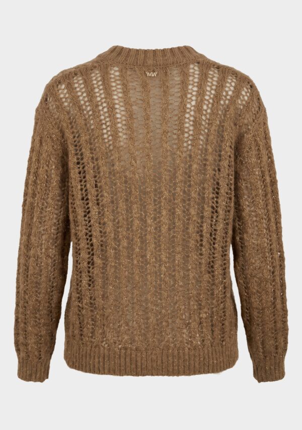 Cardigan traforato a trecce in filo lurex