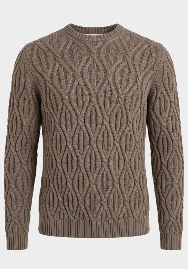 Maglione Girocollo Trecce Cotone