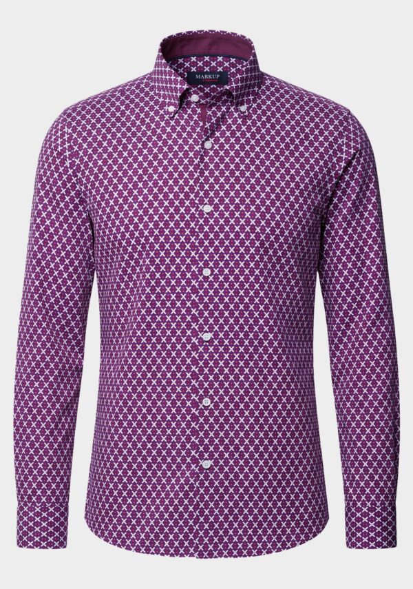 Camicia No Iron stampata collo francese