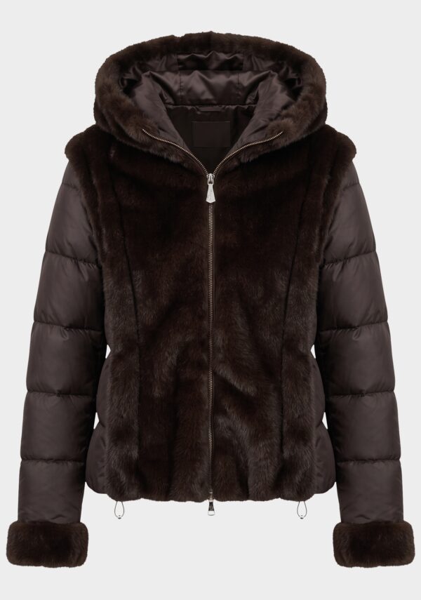 Giubbino nylon ecopelliccia